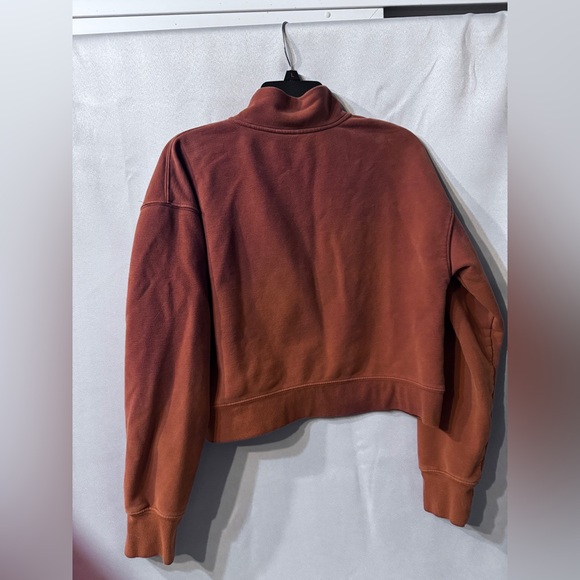 Fabletics Kat 1/2 Half Zip Cropped Pullover Sweatshirt Brown/Rust Orange Size L - Picture 2 of 5